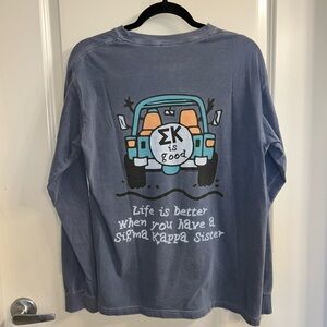 Comfort Colors slate Blue long sleeve Tee - sigma kappa sorority kstate